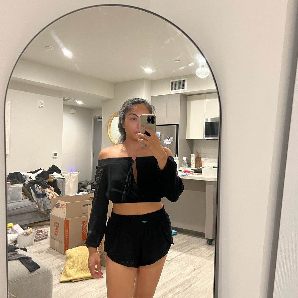 cropped off the shoulder top